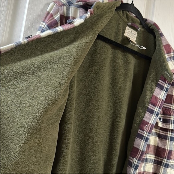 LL BEAN Fleece Lined Flannel Shirt Black Plum Sz XLARGE - Picture 5 of 7